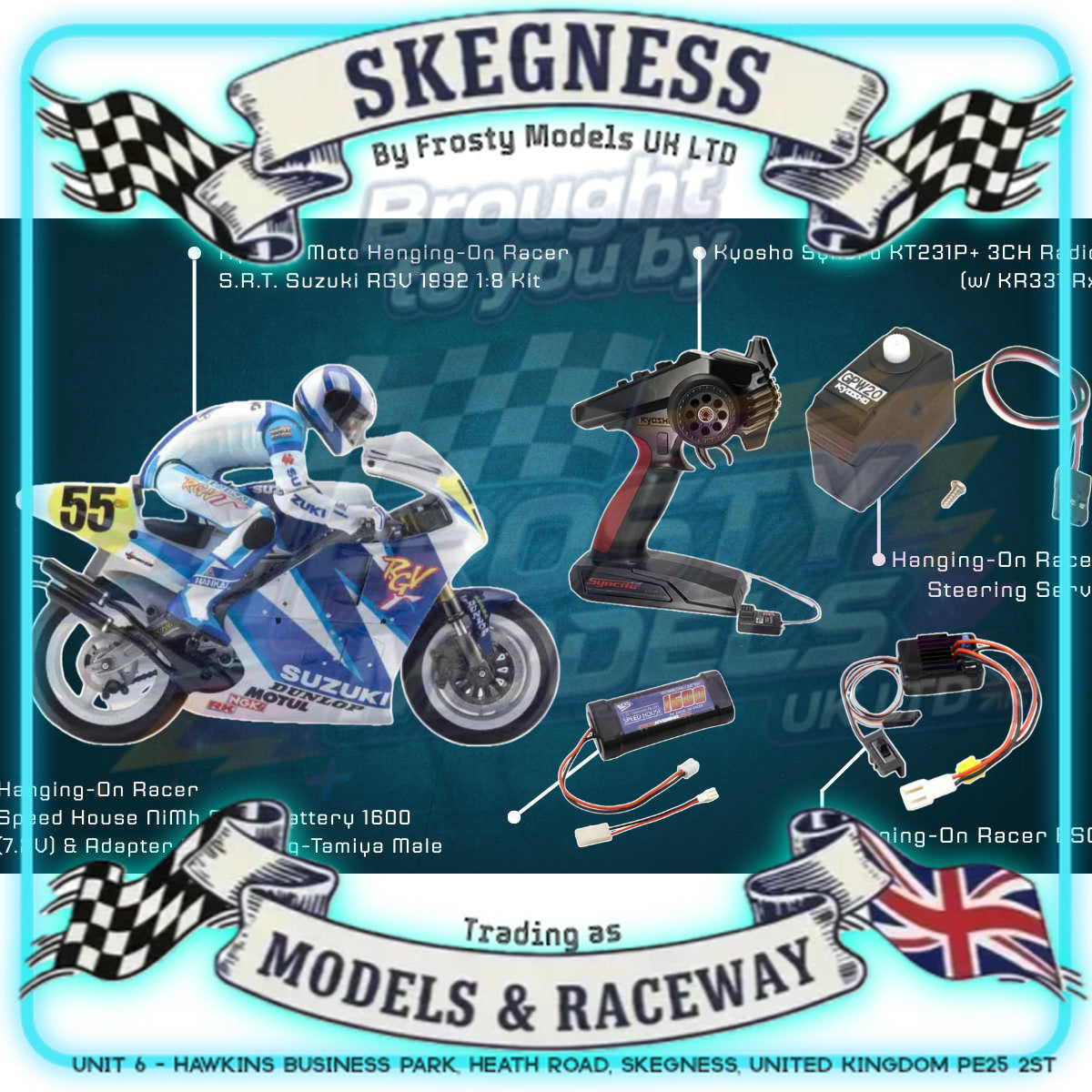 Kyosho - Moto Hanging On Racer S.R.T. Suzuki RGV 1992 1:8 Kit - K.34935T1B 1:8 MOTO HANGING ON RACER Series