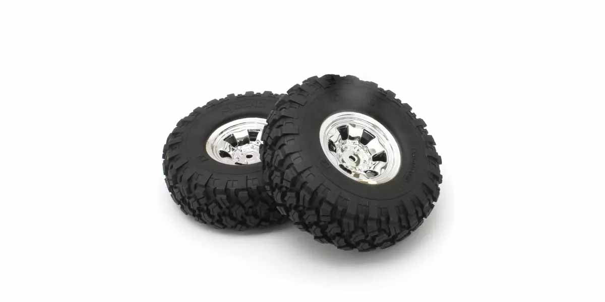 Kyosho - KC10 Spoke Chrome Complete Wheels (2) - K.CLTH002SC-40 WHEELS & TYRES