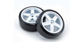 Kyosho - Pre-Glued Drift Tyres FZ02 5-Spoke White 1:10 Fazer 2.0 (2) - K.FATH704WD WHEELS & TYRES