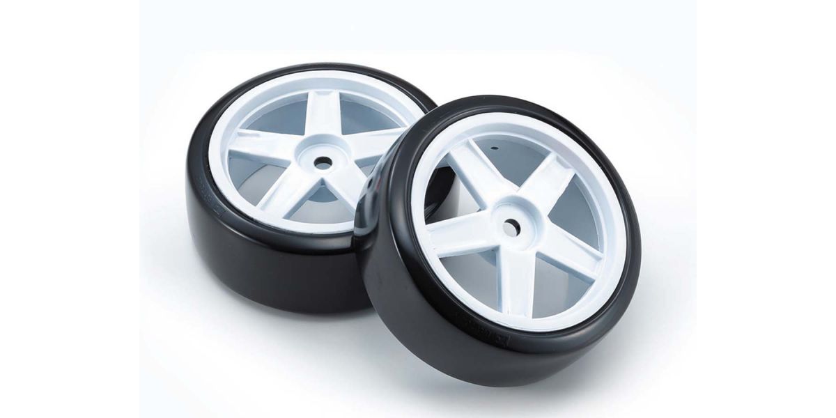 Kyosho - Pre-Glued Drift Tyres FZ02 5-Spoke White 1:10 Fazer 2.0 (2) - K.FATH704WD WHEELS & TYRES