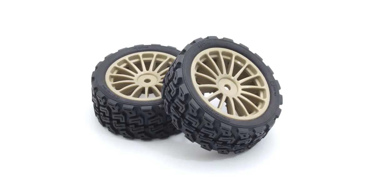Kyosho - 1:10 Fazer FZ02-R Pre-Glued Rally Tyres (2) - K.FATH708GM WHEELS & TYRES