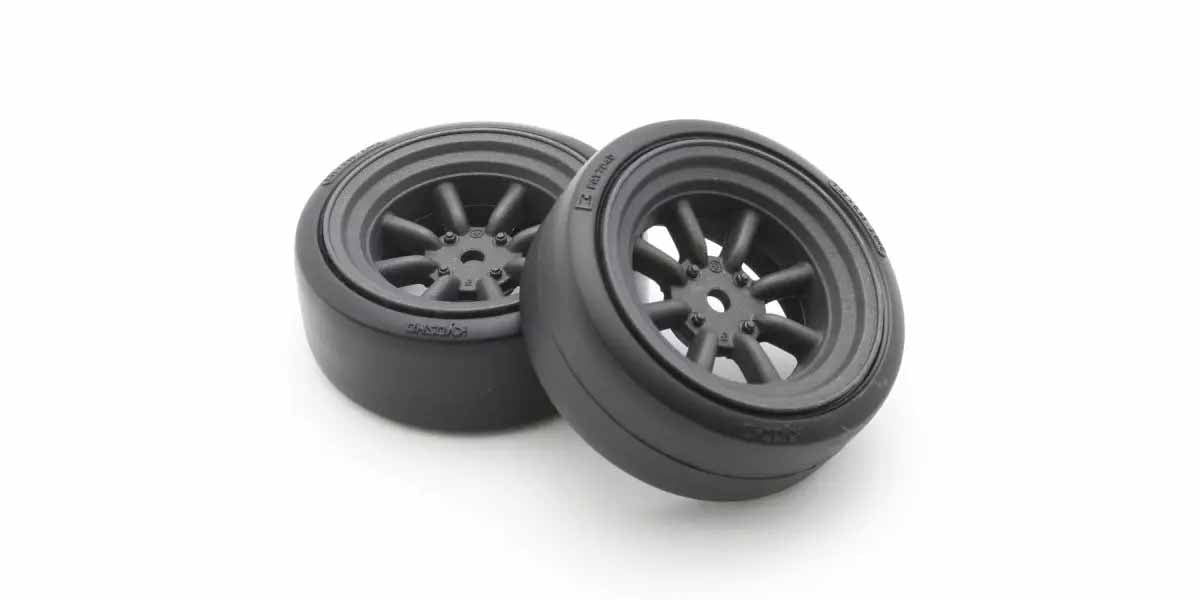 Kyosho - 1:10 Fazer FZD2 Pre-Glued D-Tyres 8S Watanabe Wheel (2) - K.FATH710BKD WHEELS & TYRES