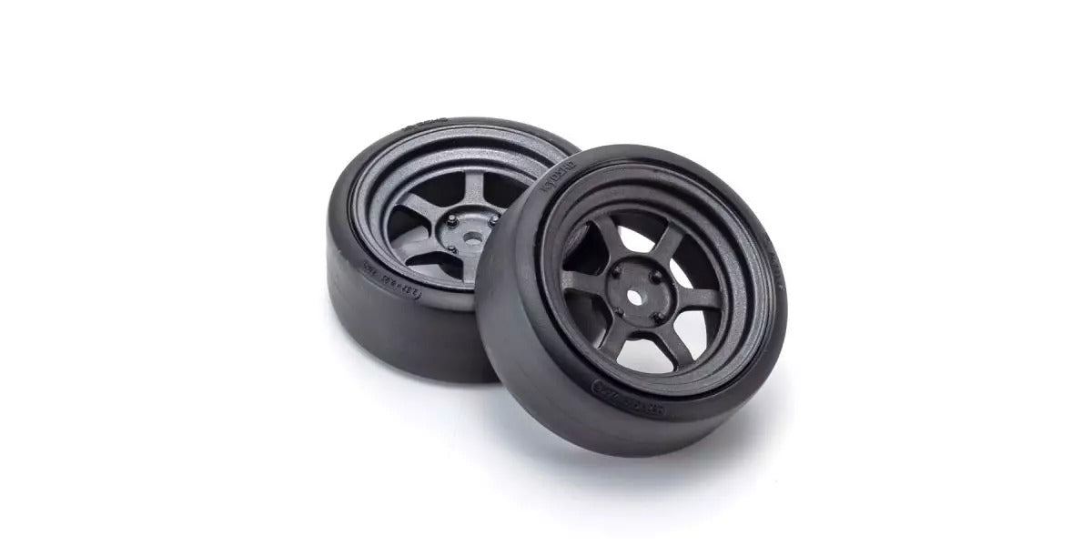 Kyosho - 1:10 Fazer FZD2 Pre-Glued D-Tyres RAYS TE37V Wheel (2) - K.FATH711BKD WHEELS & TYRES