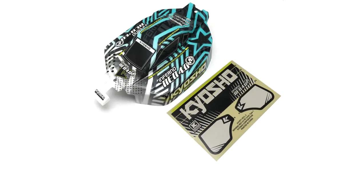 Kyosho - Bodyshell 1:8 Inferno NEO 4.0 VE Type.2 (White/Gren) - K.IFB122WG BODYSHELL & DECO