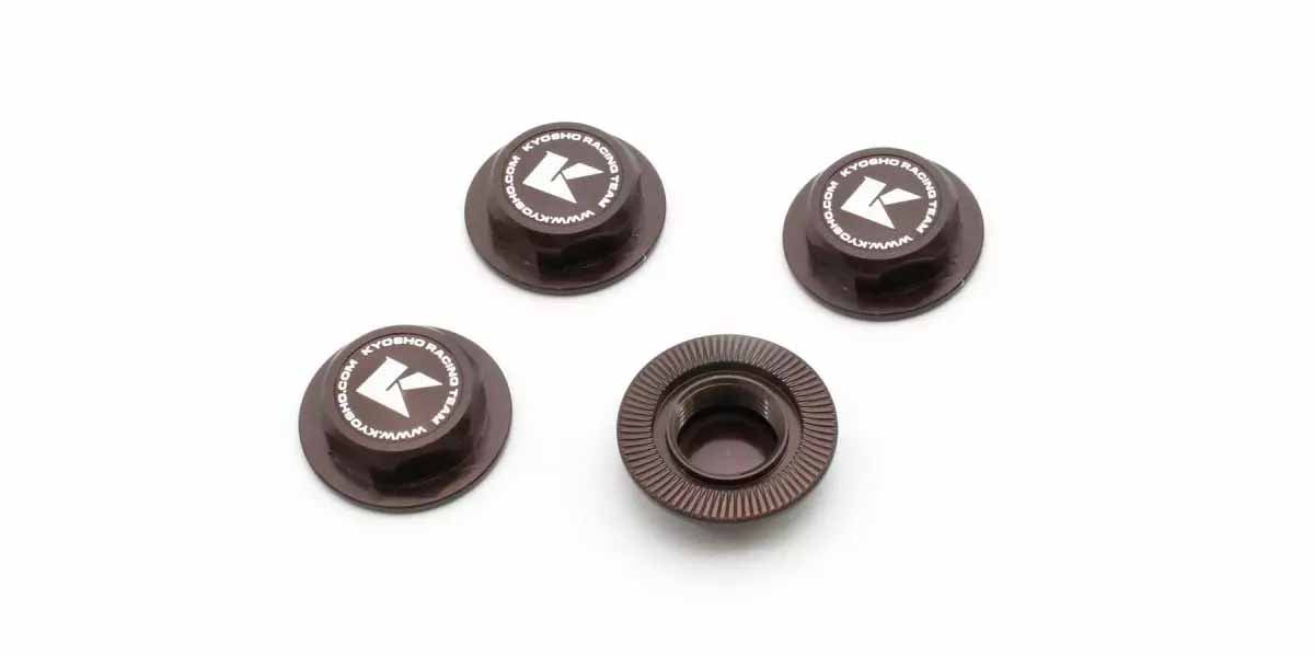 Kyosho - 1:8 Inferno Serrated Closed Wheel Nuts (4) Gun Metal - K.IFW649GM 1:8 Parts Competition