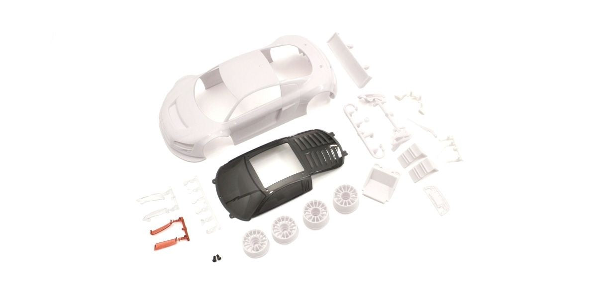 Kyosho - Bodyshell Audi R8 LMS Night-R Mini-Z + 2WD Rims (White Body) - K.MZN195 MINI R/C AUTOSCALE & BODYSHEL