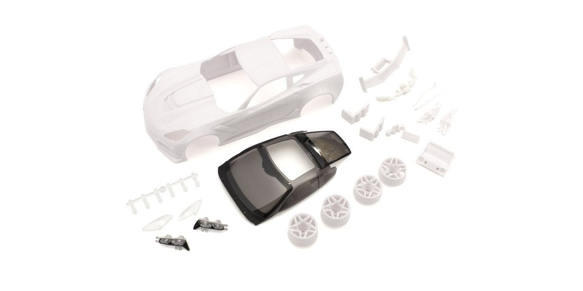 Kyosho - Bodyshell Chevrolet Corvette ZR1 Mini-Z + 2WD Rims (White Body) - K.MZN196 MINI R/C AUTOSCALE & BODYSHEL
