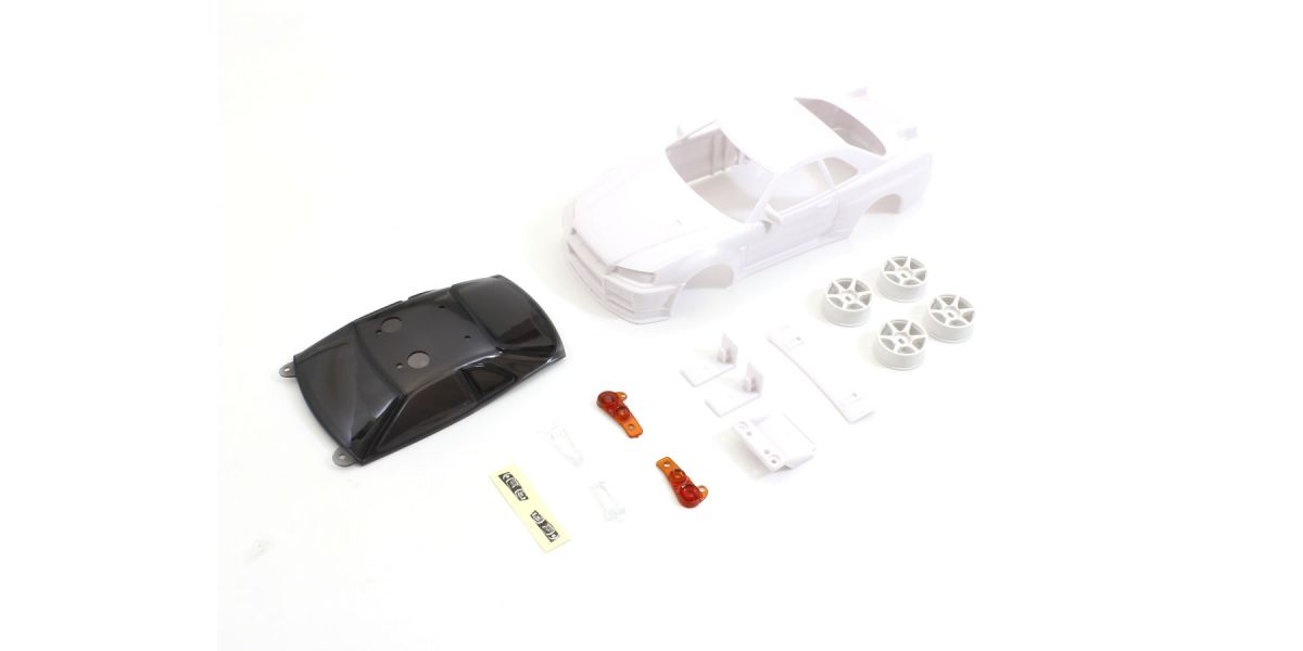 Kyosho - Bodyshell Nissan Skyline GT-R R34 Mini-Z + 4WD Rims (White Body) - K.MZN206 MINI R/C AUTOSCALE & BODYSHEL