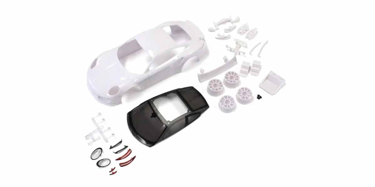 Kyosho - Mini-Z Porsche 911 GT3 RS White Body Set + 2WD Rims - K.MZN232 MINI R/C AUTOSCALE & BODYSHEL