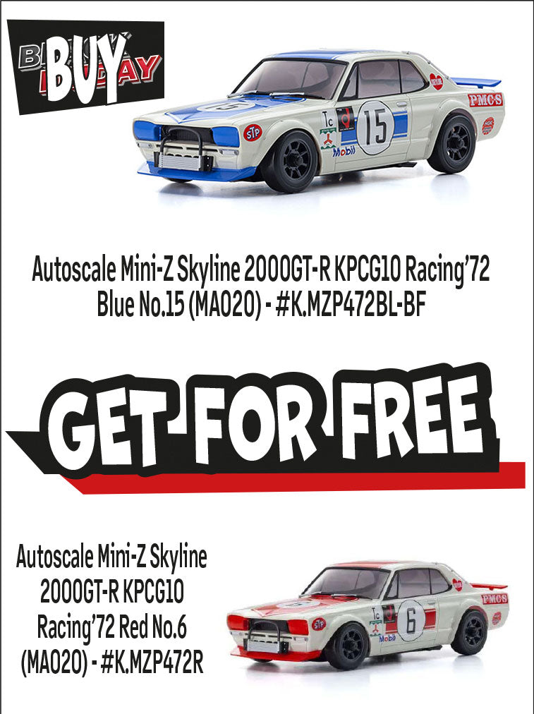 Kyosho - Autoscale Mini-Z Skyline 2000GT-R KPCG10 Racing'72 Blue No.15 (MA020) - K.MZP472BL MINI R/C AUTOSCALE & BODYSHEL