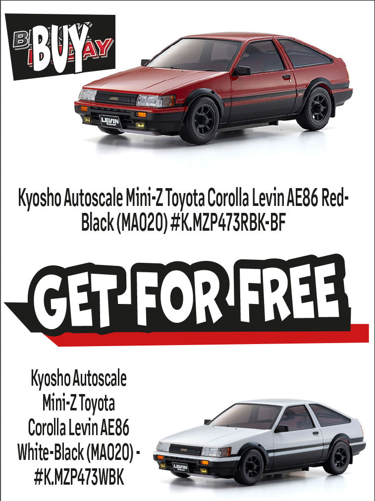 Kyosho - *CLEARANCE* ASC Mini-Z Toyota Corolla Levin AE86 Red-Black (MA02 - K.MZP473RBK MINI R/C AUTOSCALE & BODYSHEL