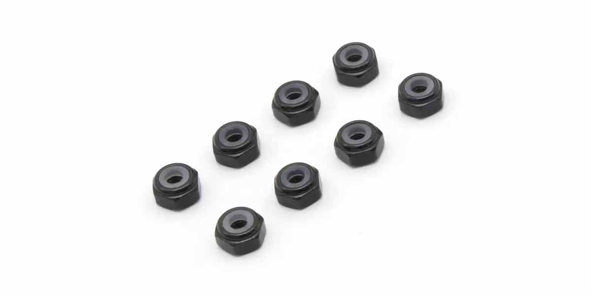 Kyosho - Mini-Z M2 Nyloc Alu Wheel Nut (8) Black - K.MZW128BK MINI-Z RACER