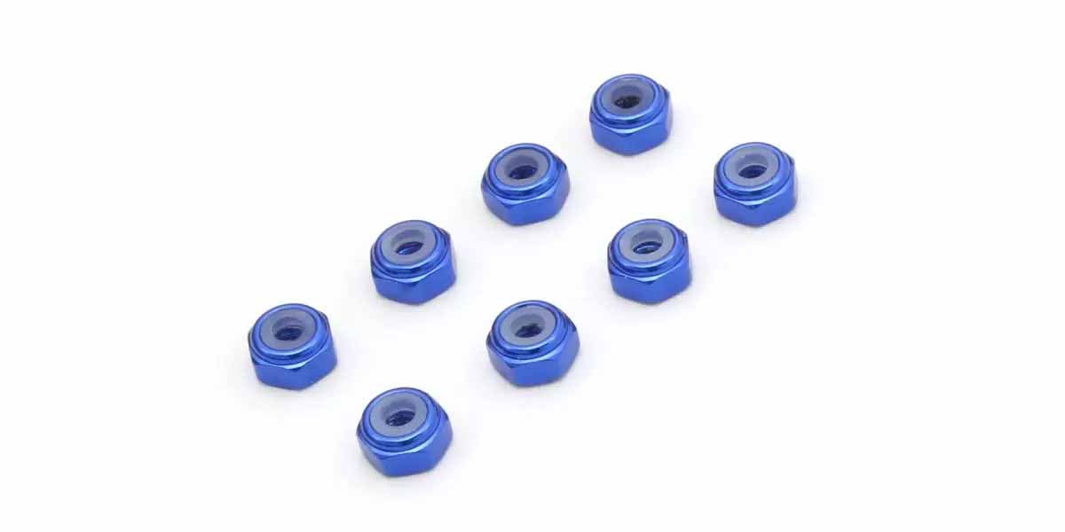 Kyosho - Mini-Z M2 Nyloc Alu Wheel Nut (8) Blue - K.MZW128BL MINI-Z RACER