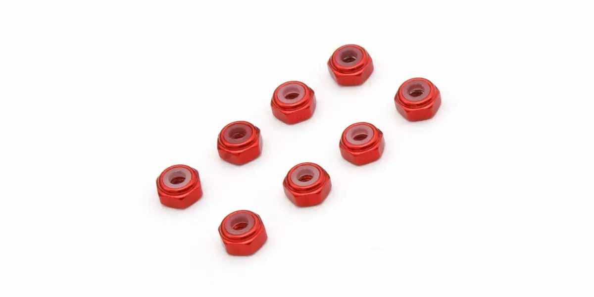 Kyosho - Mini-Z M2 Nyloc Alu Wheel Nut (8) Red - K.MZW128R MINI-Z RACER