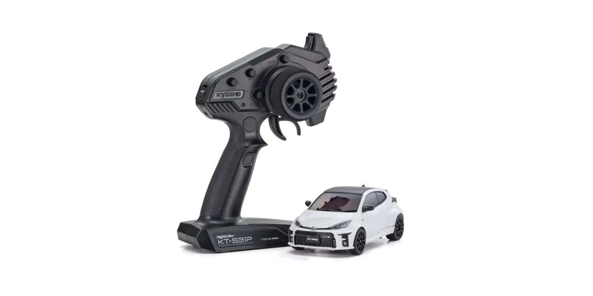 Kyosho - Mini-Z MR04 RWD Toyota Yaris White (N-HM/KT531P) w/Gyro & LED - K.32360PW MR-03 RWD Series