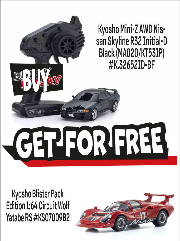 Kyosho - Mini-Z AWD Nissan Skyline R32 Initial-D Black (MA020/KT531P) - K.32652ID AWD SPORTS Series