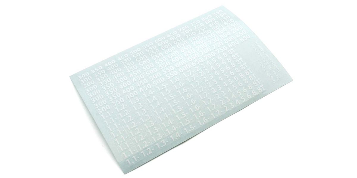 Kyosho - Decal Sheet Shocks oil viscosities (White) - K.36372W STICKERS