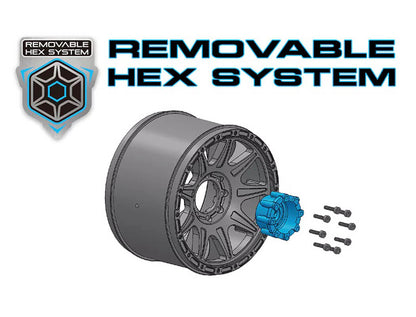 LOUISE RC - MT-MCROSS REMOVABLE HEX 1/10th Truck Wheels & Tyres 12,14,17MM 0"& 1/2" OFFSET - L-T3274SX