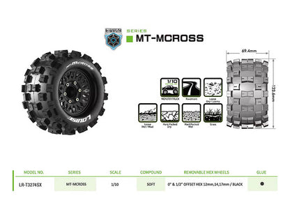 LOUISE RC - MT-MCROSS REMOVABLE HEX 1/10th Truck Wheels & Tyres 12,14,17MM 0"& 1/2" OFFSET - L-T3274SX