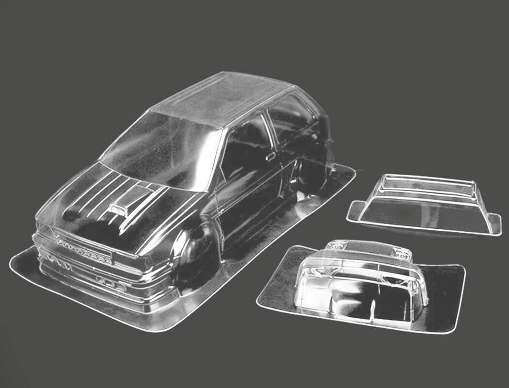 Louise RC - M-Chassis (225mm) Toyota Starlet Body Set in Clear Lexan - For 1/10 Tamiya MTC (W-170mm x Wheelbase-225mmmm) M03, M05, MB01, LMX (LNBA812)