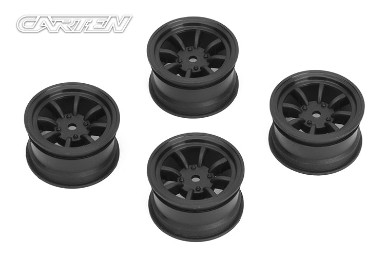 Carten / Lousie - 8 Spoke Wheels 4.0mm Offset (Black) 4pcs (Like Mini lite) Fits MTC, M-Chassis & TT01E Euro Truck - NBA265