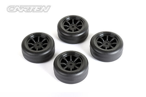 LOUISE / Carten M210 MTC & Tamiya M-Chassis RC DRIFT TIRES & WHEELS (8 spoke Black)