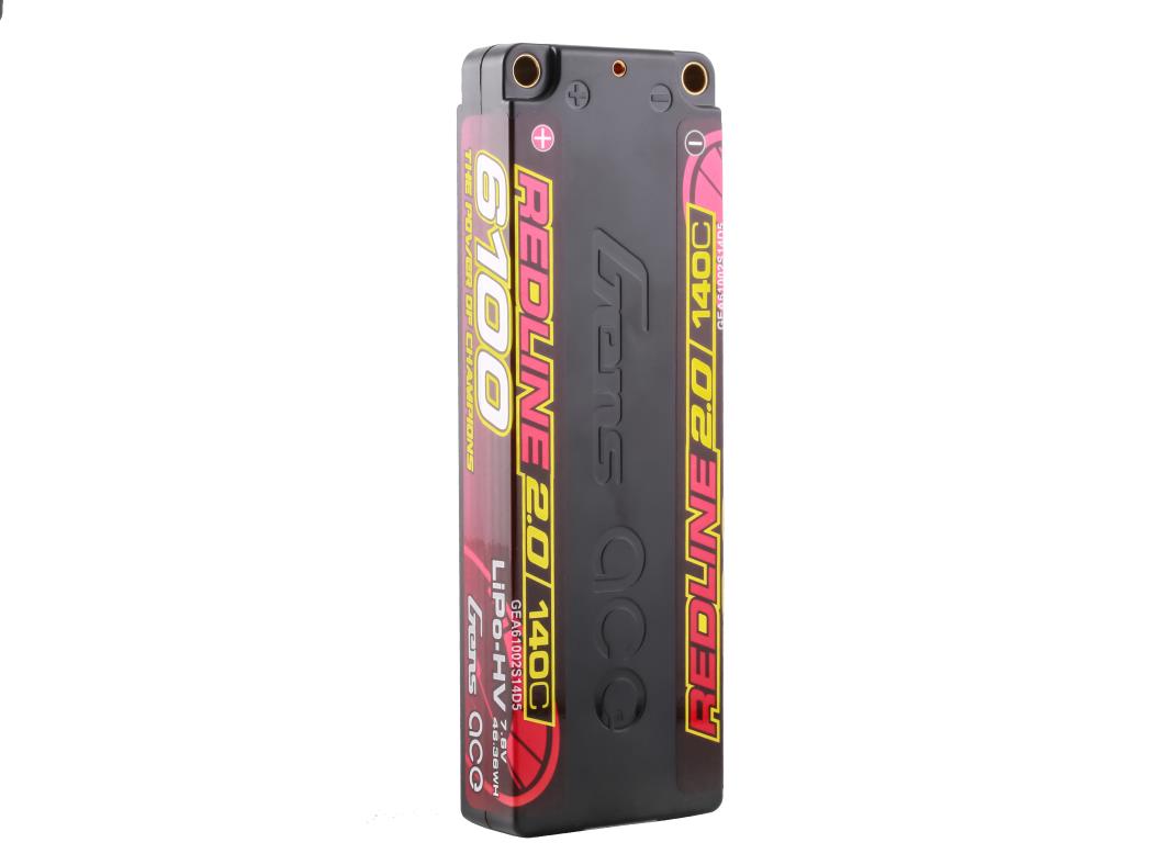 GENS ACE - REDLINE 2.0 LIPO 18.5mm RC BATTERY Hard Case 2S 7.6V HV 6100mAh 140C 5MM BULLET (PRO CAR RACE LIHV)