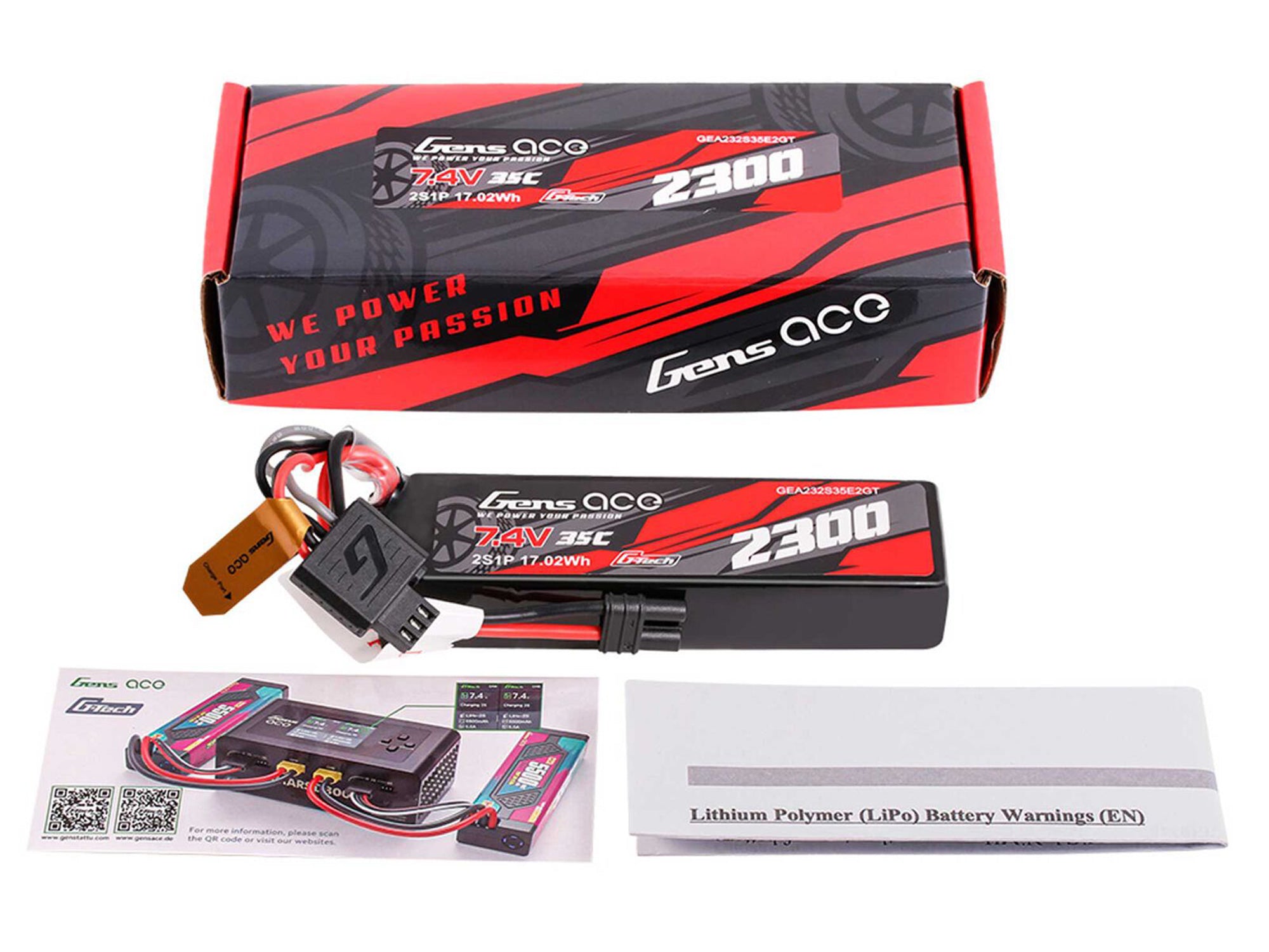 Gens Ace - LiPo Micro Battery G-Tech 2S Car 7.4V 2300mAh 35C with EC2 Arrma GROM O-GTC2S2300-35E2