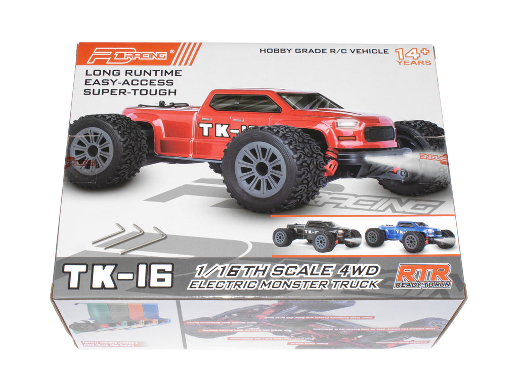 PD RACING - TK16 Brushed Truck 1:16 SCALE READY TO RUN WITH 2S LIPO (22mph) - PD303T (With LED lights)