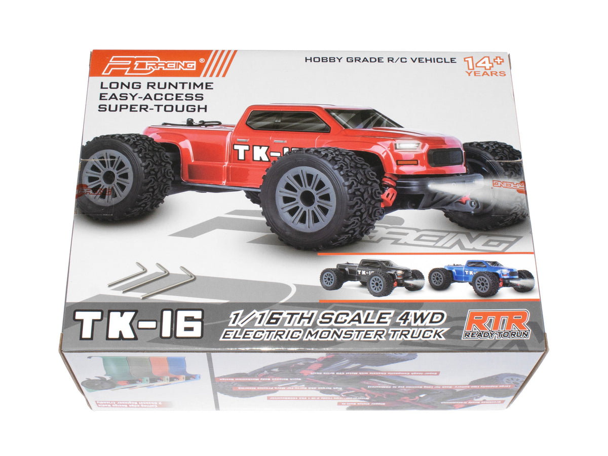 PD RACING - TK16 Brushed Truck 1:16 SCALE READY TO RUN WITH 2S LIPO (22mph) - PD303T (With LED lights)