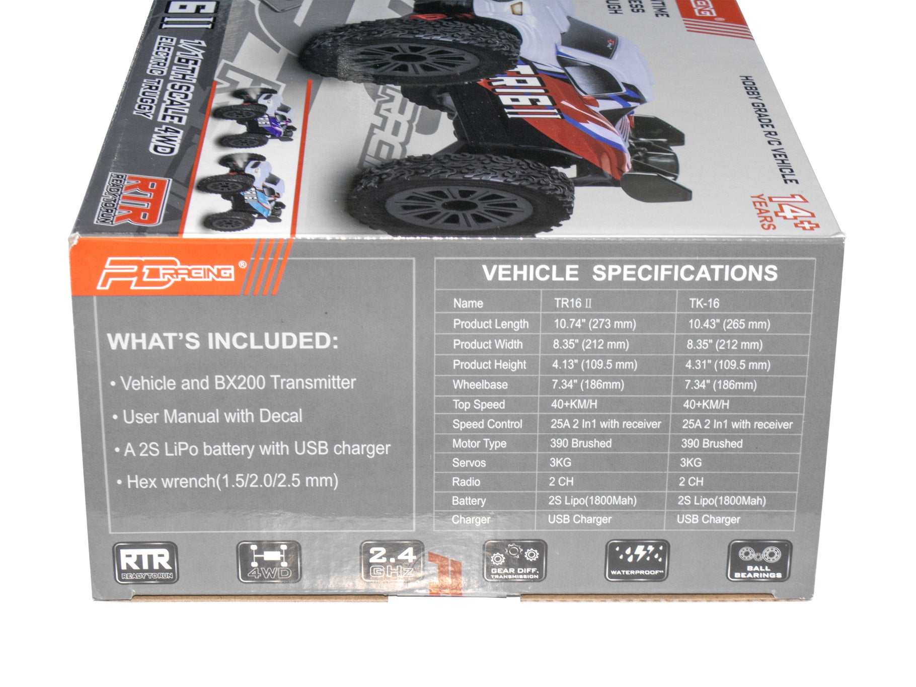 PD RACING - TR16 II Brushed Truggy 1:16 SCALE READY TO RUN WITH 2S LIPO (30mph) - PD304T
