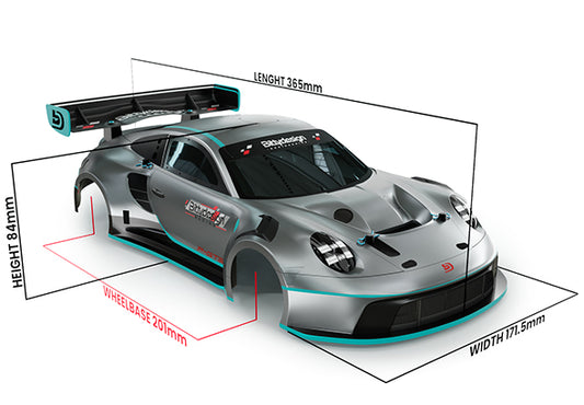 Bitty Design - P-GT3R GT12 & LMGT3 class Body Shell (Clear Lexan 1/12) - BD-GT12-PGT3R