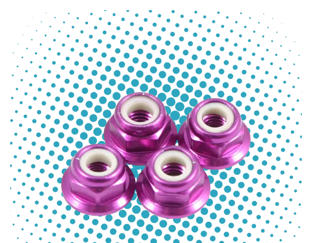 FASTRAX M4 1/10 WHEEL NUTS - PINK FLANGED LOCKNUTS (4PC) FTM4PF