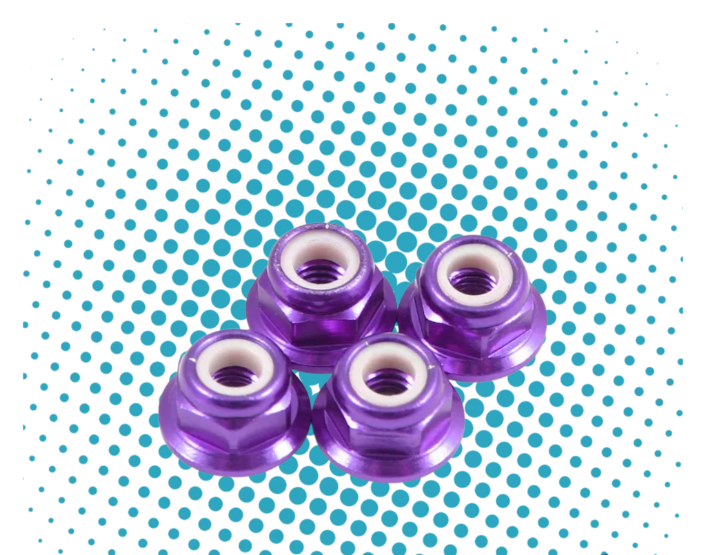 FASTRAX M4 1/10 WHEEL NUTS - PURPLE FLANGED LOCKNUTS (4PC) FTM4PUF