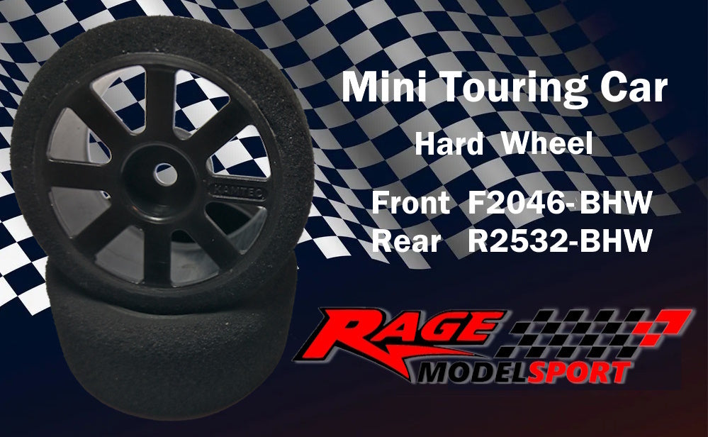 RAGE - MTC & M-Chassis (Rear) Wheels (Black Hard Wheel/ 46sh) And Foam Tyre (2Pcs) (25mm Wide) R2532-BHW