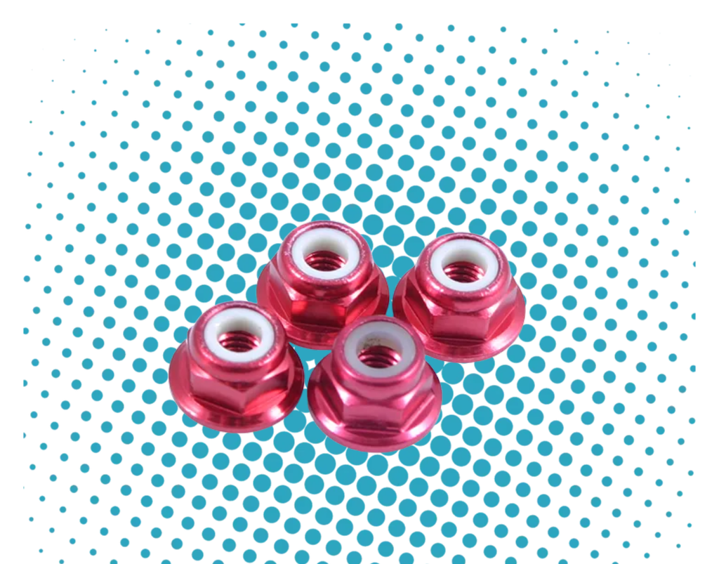 FASTRAX M4 1/10 WHEEL NUTS - RED FLANGED LOCKNUTS (4PC) FTM4RF
