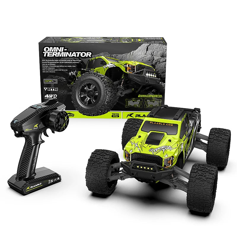 Rlaarlo - Omni Terminator (Metal Spec) Brushless Micro 1/10 Scale Truck RTR - Green/Black - With 3S LiPo & USB Charger (1/12 Size but with 1/10 Electrics) (Free Upgrade/Spares Package Included)