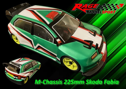 Rage - Skoda Fabia (Fabia-Lous) Body Shell - FITS MTC M-Chassis size (225mm Wheel Base / 160mm Wide) - (1mm Thick) Clear with Masking