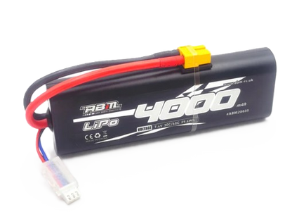 ABM - 4000mAh 2S 7.4V 60C Lipo RC battery (w/XT60 plug) - Round Cased (Fits TT01E) ABM20035