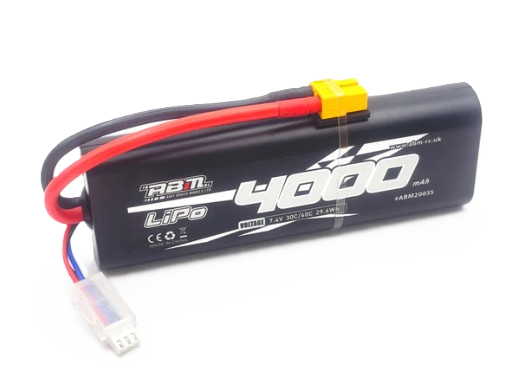 ABM - 4000mAh 2S 7.4V 60C Lipo RC battery (w/XT60 plug) - Round Cased (Fits TT01E) ABM20035