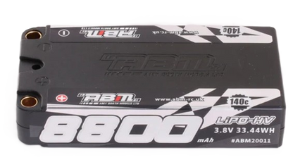 ABM - 1S Lipo HV GT12 Car Battery 8800mah 3.8V 130C (5mm Bullets) (Shorty L92.5mm, W46.9mm, H18.5mm) BRCA Approved - ABM20011