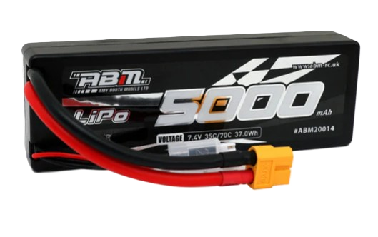 (SALE) ABM - 5000mAh 2S 7.4V 70C Lipo RC battery (w/XT60 plug) - Square Cased (Fits TT02) ABM20014