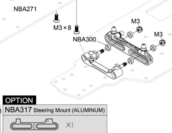 Carten / LOUISE  - LMX / M210 MTC - (Hop-up) Alloy Steering Slider - NBA317 - (1x Needed) Also need NBA296 Bearings