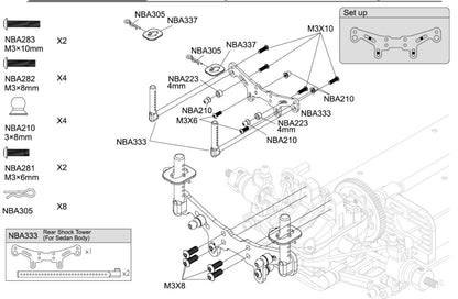 Carten - M210 MTC - (Hop-up Option) Rear Shock And Body Mount (Touring Car Body) NBA333