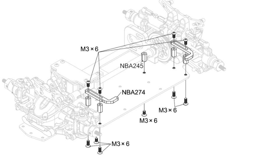 Carten / Louise - M210 / LMX MTC - (Hop-up) Alloy (Orange) Standoff 5.5x10mm Bars - for body & battery mounts - NBA318