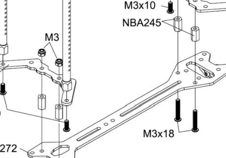 Carten / Louise - M210 / LMX MTC - (Hop-up) Alloy (Orange) Standoff 5.5x10mm Bars - for body & battery mounts - NBA318
