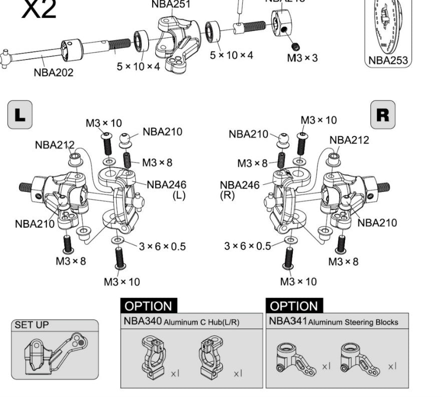 Carten - M210 MTC - (Hop-up) Alloy C Hubs CNC (L&R) (Black) NBA340