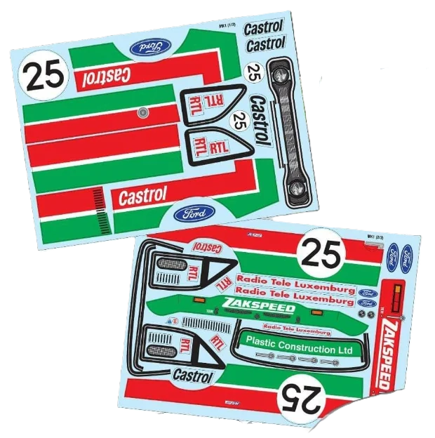 1/10 190mm Wide RC Touring Car Body Shell - Clear Lexan - Mk1 Escort Bodyshell Zakspeed Racing Livery (257mm Wheelbase / 190mm Wide) - everything in photo included)