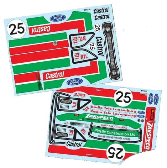 1/10 190mm Wide RC Touring Car Body Shell - Clear Lexan - Mk1 Escort Bodyshell Zakspeed Racing Livery (257mm Wheelbase / 190mm Wide) - everything in photo included)