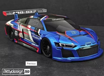 BITTY DESIGN -  'AUDI R8' AR8-GT3 1/10 RC CAR TC BODY SHELL 190MM - NOT PAINTED - BD-GT-190R8
